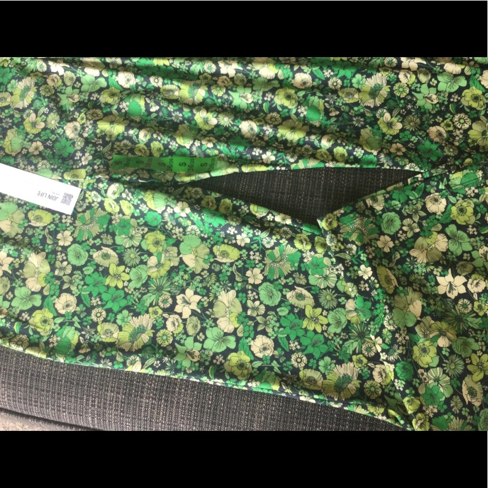 Zara floral green flare bell bottom pants small